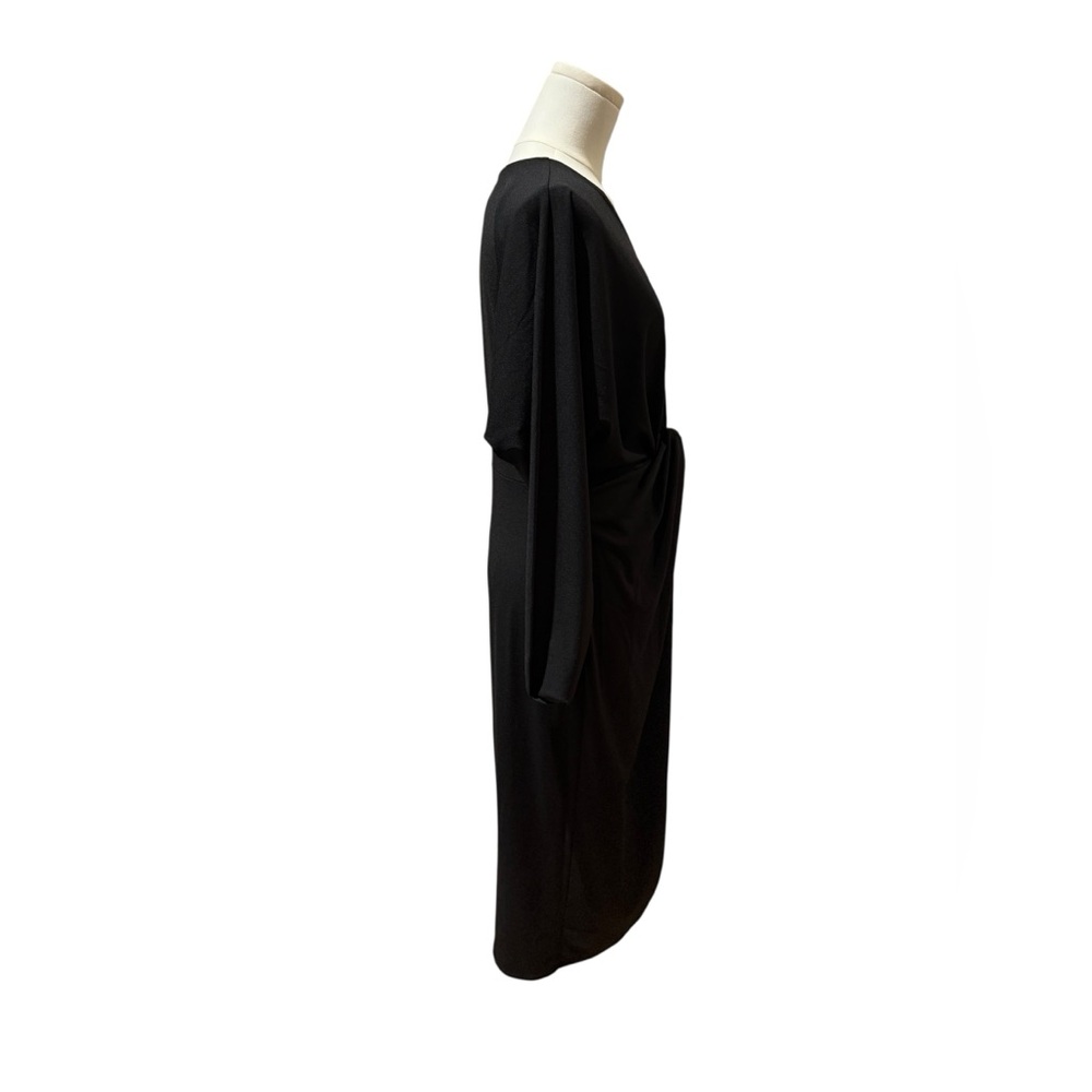 NWT - Universal Standard Plunge Neck Twist Midi Dress in Black Size Medium - Picture 3 of 7